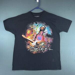 Jimi Hendrix Liquid Blue Black Multicolor Tee with Guitar Graphic
